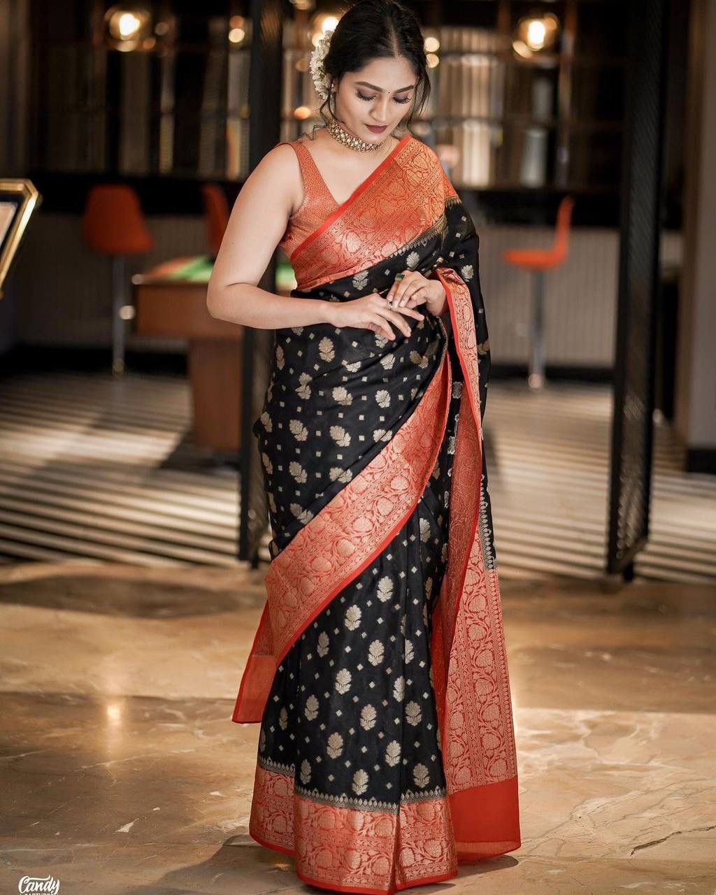 banarasi  silk saree black