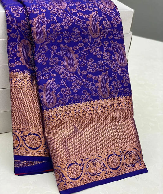 blazik dark green woven kanjivarm silk saree