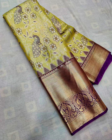 cool color combination new launch blazik gold zari work silk saree