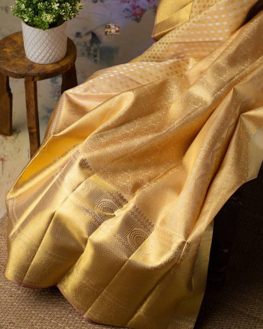 Gold banarasi  silk saree