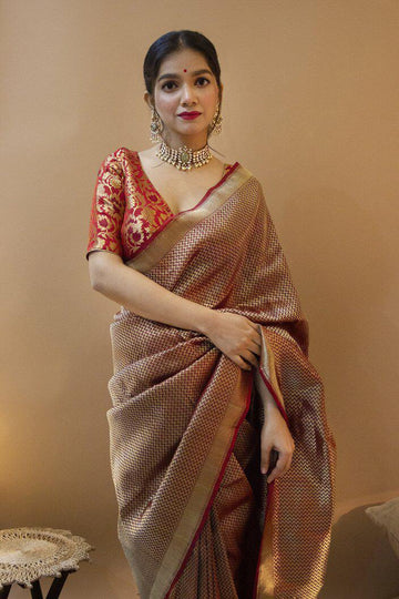 zigzag line banarasi  silk saree