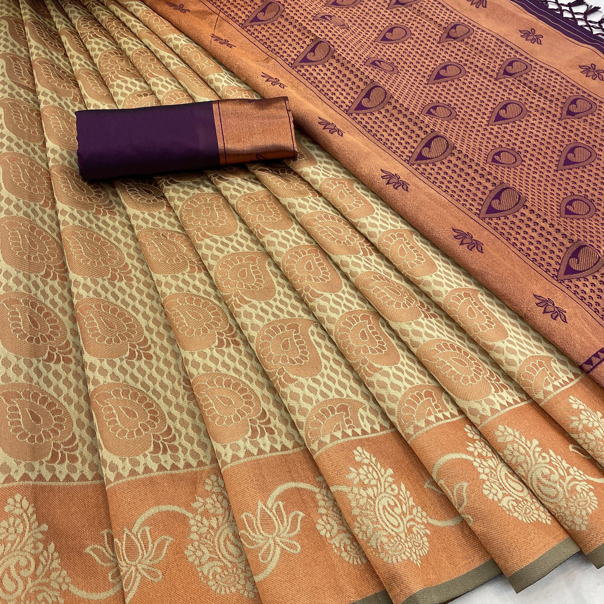 BEAUTIFUL RICH PALLU & JACQUARD WORK BLAZIK LICHI SILK SAREE