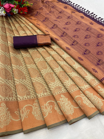 BEAUTIFUL RICH PALLU & JACQUARD WORK BLAZIK LICHI SILK SAREE