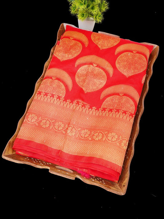 golden zari work just launch blazik banarasi silk saree