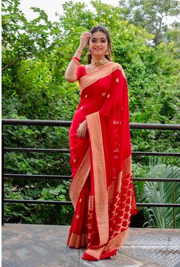 red round banarasi  silk saree