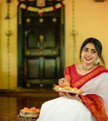 White banarasi  silk saree