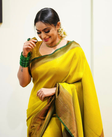 Just Launch Yellow banarasi  silk saree