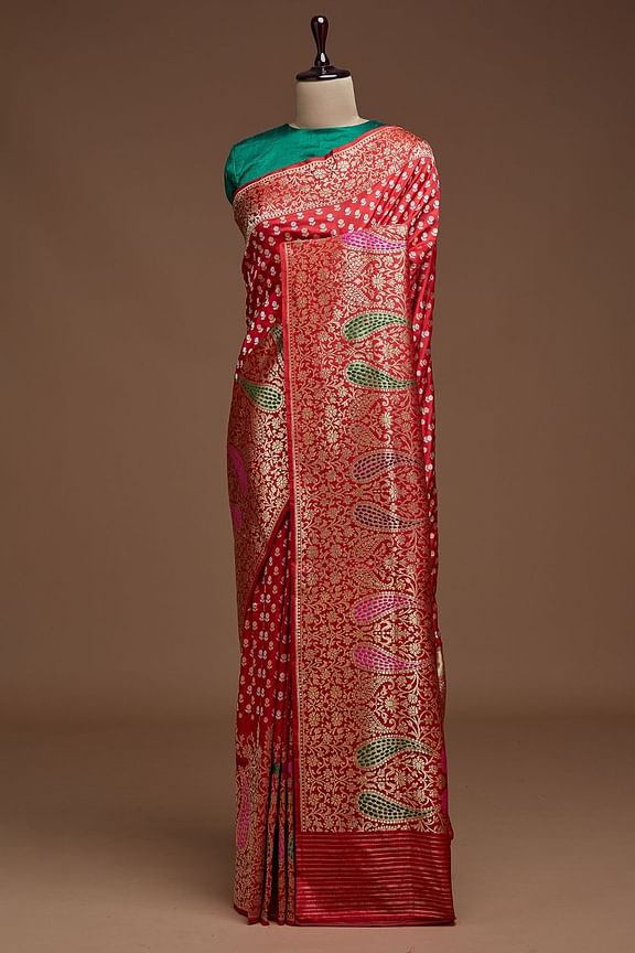 New Red banarasi  silk saree