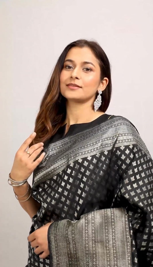 New Silver Blazik Silk Saree