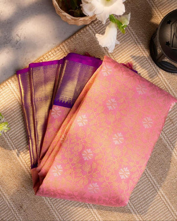 Baby Pink New Design Silk Saree