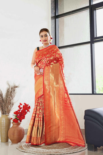 banarasi  silk saree red