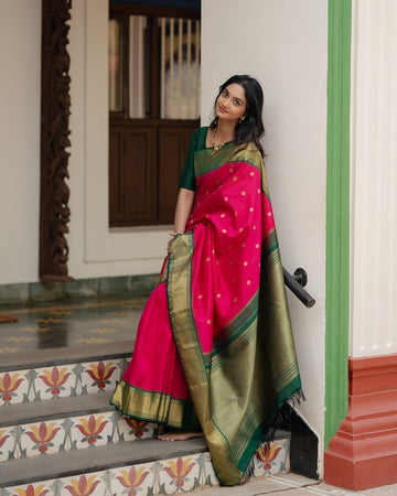 rani pink n green new lauch banarasi silk saree