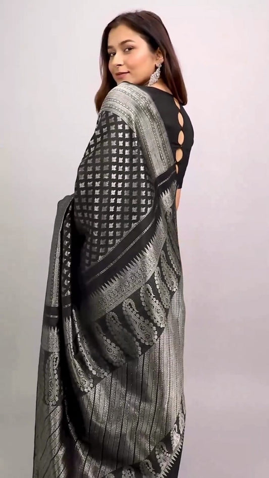 New Silver Blazik Silk Saree