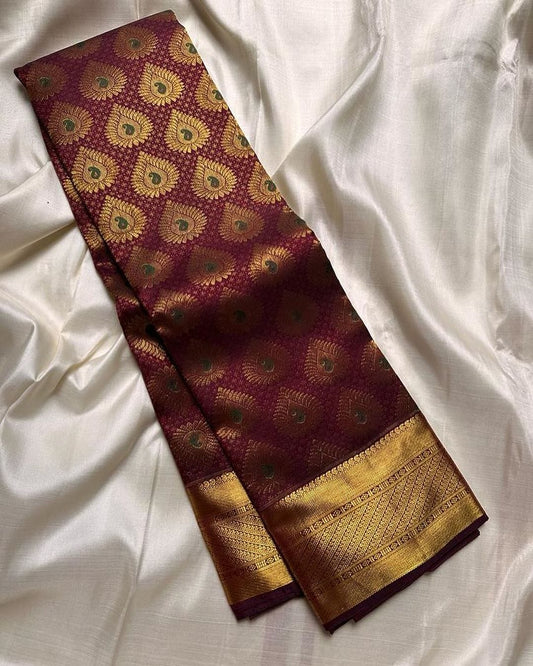 gold zari work coffee silk saree