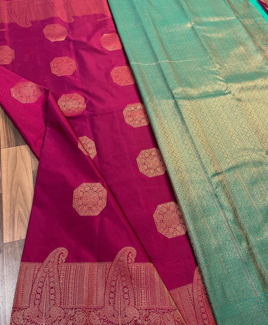 Pink Firozi Round Just Launch Blazik Saree