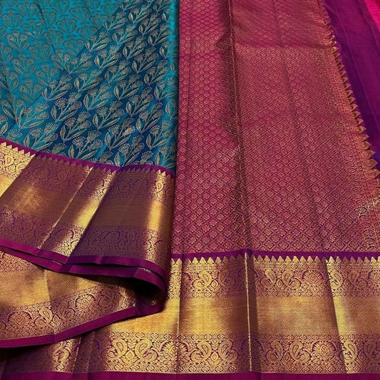 heavy brocade work and gold zari work new blazik silk saree