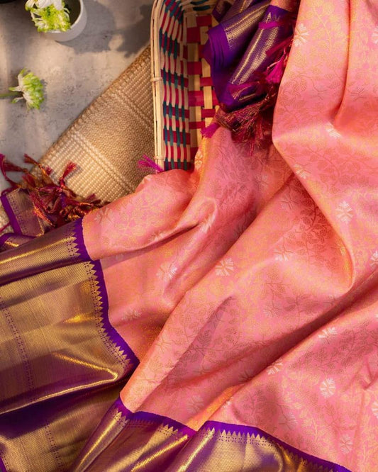 Baby Pink New Design Silk Saree