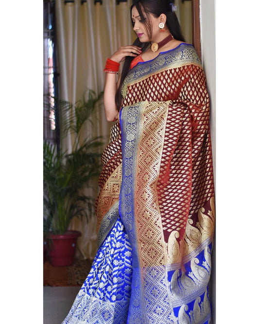 new gold zari work blazik sillk saree