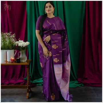 blazik new launch purple silk saree