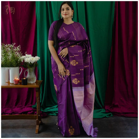 blazik new launch purple silk saree