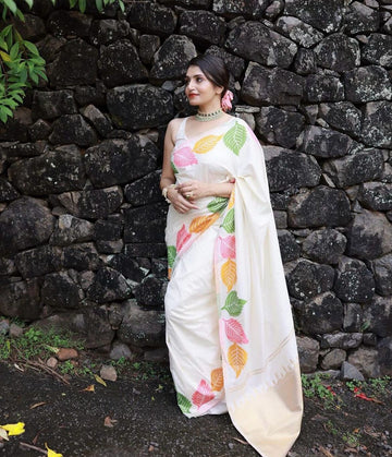 Leave Design Soft Silk Blazik Saree