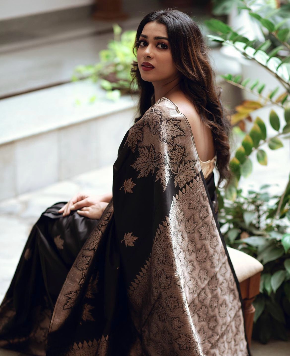 Silver Black New Silk Saree