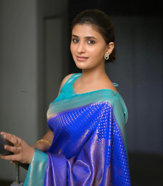 Blazik Blue Firozi Silk Saree