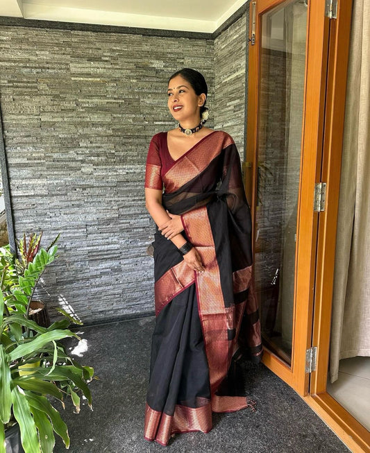 Maroon N Black Blazik Silk Saree