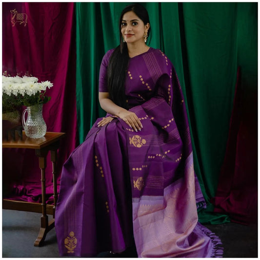 blazik new launch purple silk saree