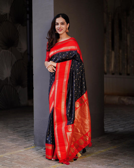 blue and red just launch new blazik banarasi silk saree