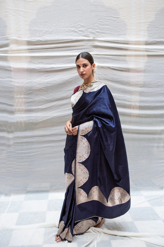 Blue Jari Work New Blazik Saree