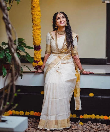 BRIDE  White silk saree