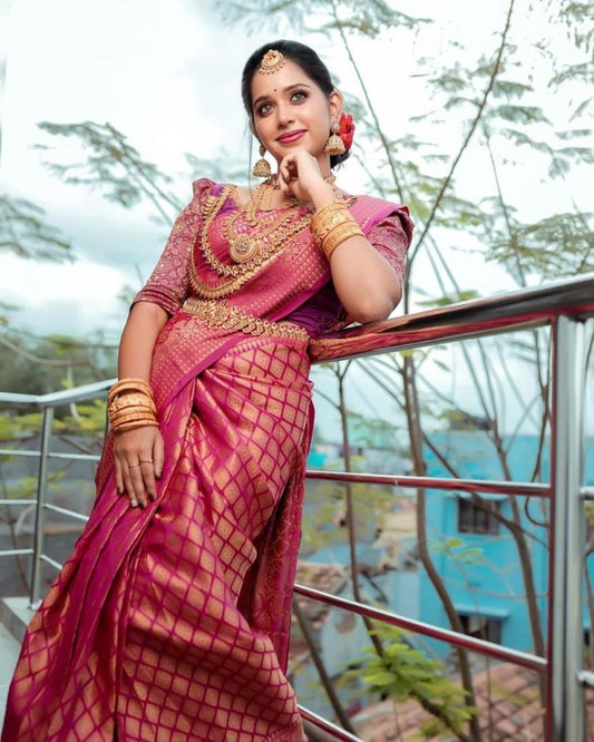 Peach New Lauching Banarasi Silk Saree