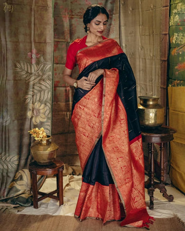 new red border blazik silk saree