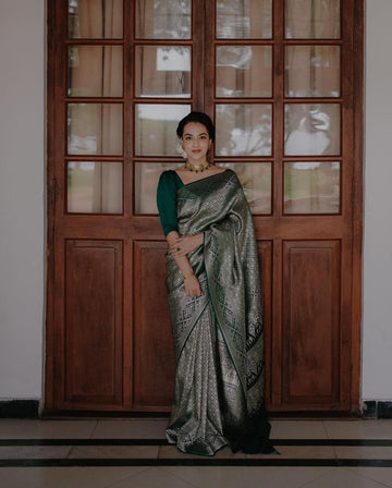 Green N Silver Silk Saree