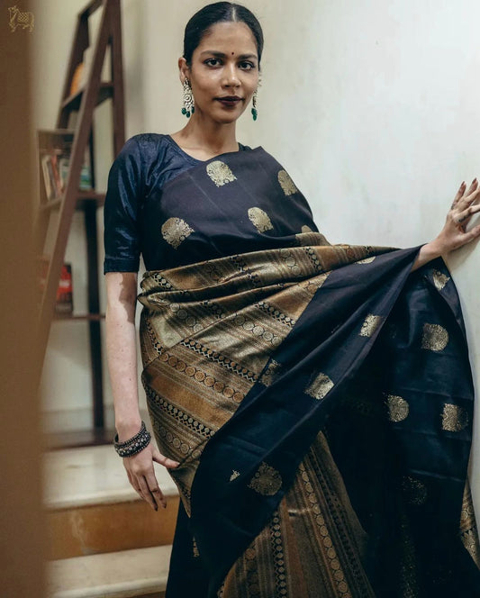 Golden Work Blazik Silk Saree