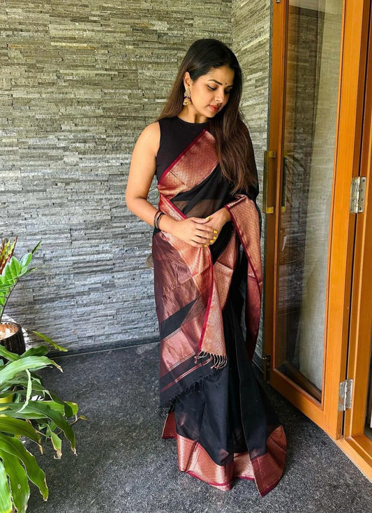 Maroon N Black Blazik Silk Saree