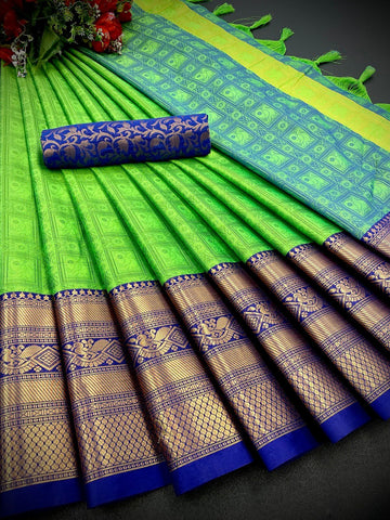 New Prereturn Chex Box Blazik Banarasi  Silk Saree