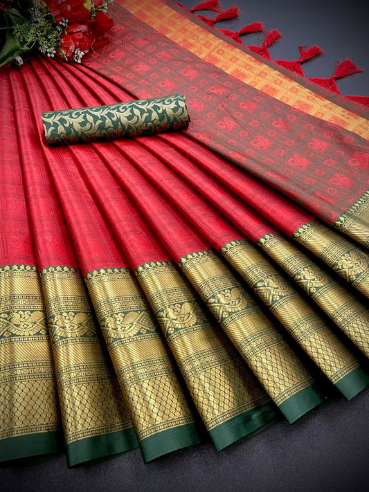 New Prereturn Chex Box Blazik Banarasi  Silk Saree