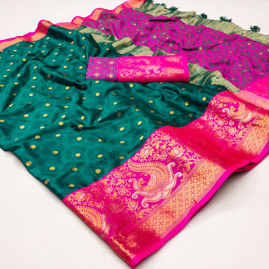 New Design Peacock Butti Cotton Silk Saree