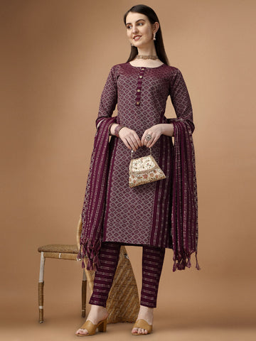 KPD Maroon Cotton Flex With Printed Work Kurti