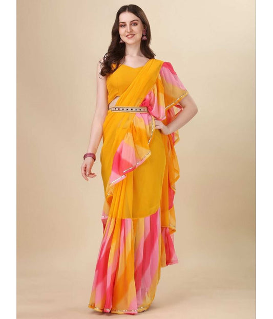 Ruffal Saree With Georgette Blouse Fabric