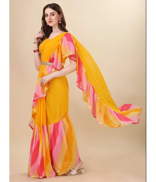 Ruffal Saree With Georgette Blouse Fabric