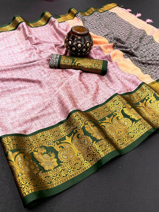 New Mango Zari Jacquard Blazik Silk Saree